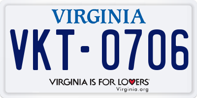 VA license plate VKT0706