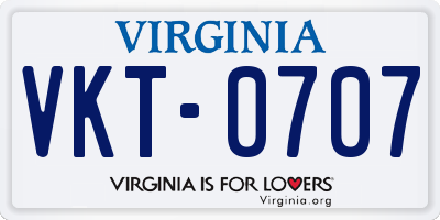 VA license plate VKT0707