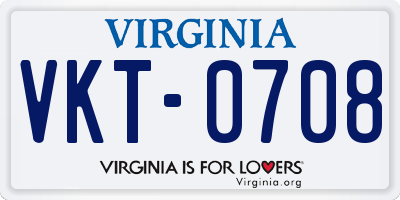 VA license plate VKT0708