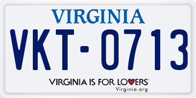 VA license plate VKT0713