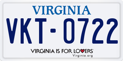 VA license plate VKT0722