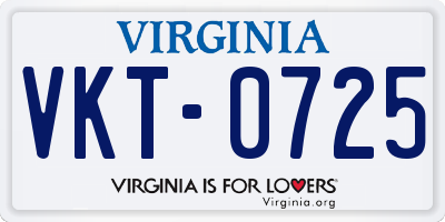 VA license plate VKT0725
