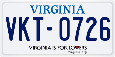 VA license plate VKT0726