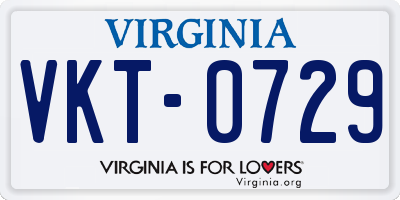 VA license plate VKT0729