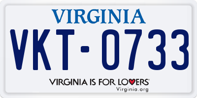 VA license plate VKT0733