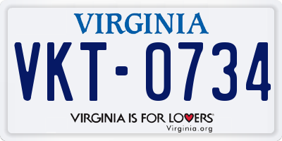 VA license plate VKT0734