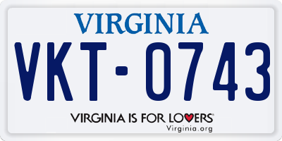 VA license plate VKT0743
