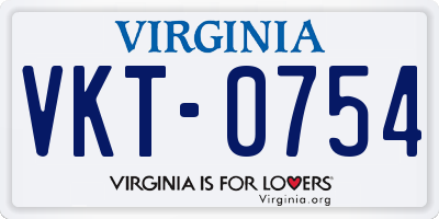 VA license plate VKT0754