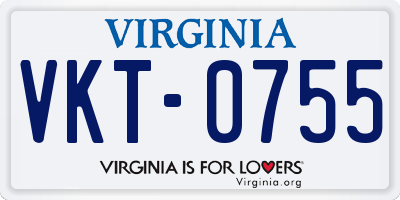VA license plate VKT0755