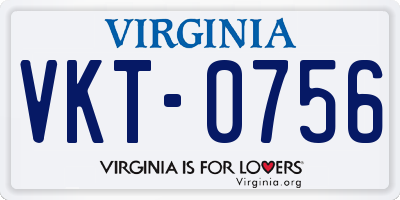 VA license plate VKT0756