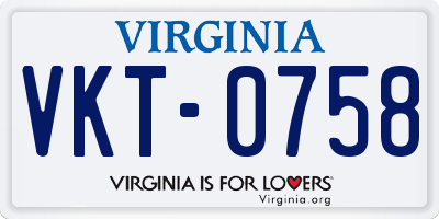 VA license plate VKT0758