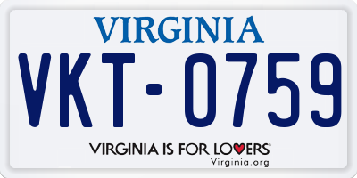 VA license plate VKT0759