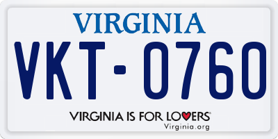 VA license plate VKT0760