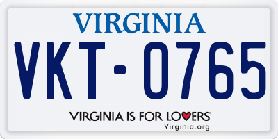 VA license plate VKT0765