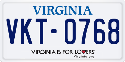 VA license plate VKT0768