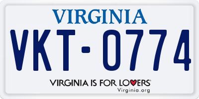 VA license plate VKT0774