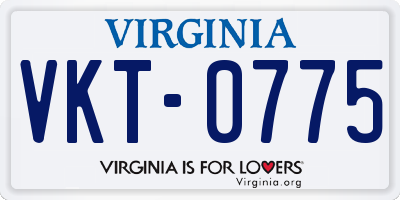 VA license plate VKT0775