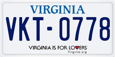 VA license plate VKT0778