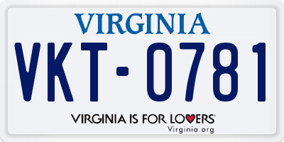 VA license plate VKT0781