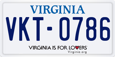 VA license plate VKT0786