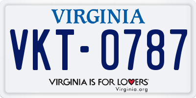 VA license plate VKT0787