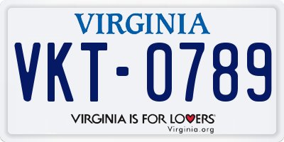 VA license plate VKT0789