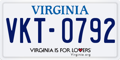 VA license plate VKT0792