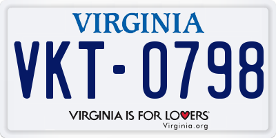 VA license plate VKT0798