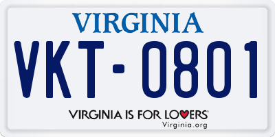 VA license plate VKT0801