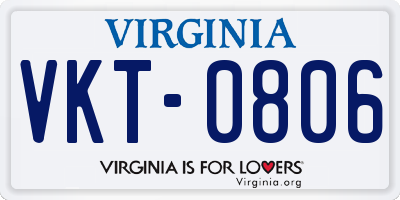 VA license plate VKT0806