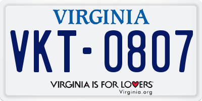VA license plate VKT0807