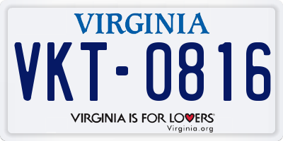 VA license plate VKT0816