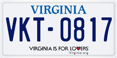VA license plate VKT0817
