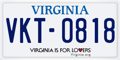 VA license plate VKT0818