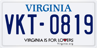 VA license plate VKT0819