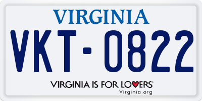 VA license plate VKT0822