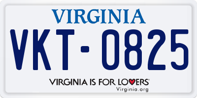 VA license plate VKT0825
