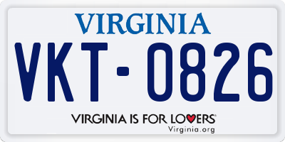 VA license plate VKT0826