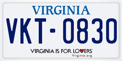 VA license plate VKT0830