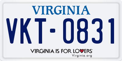 VA license plate VKT0831