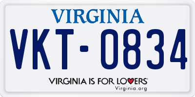VA license plate VKT0834