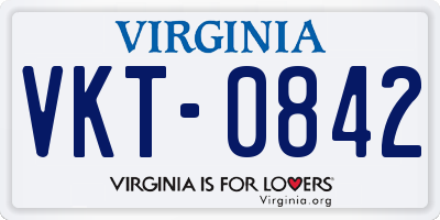 VA license plate VKT0842