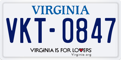VA license plate VKT0847