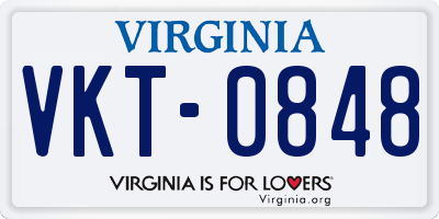 VA license plate VKT0848