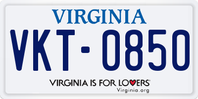 VA license plate VKT0850
