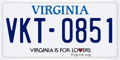 VA license plate VKT0851