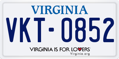 VA license plate VKT0852