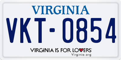 VA license plate VKT0854