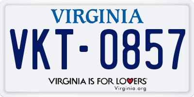VA license plate VKT0857
