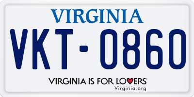 VA license plate VKT0860